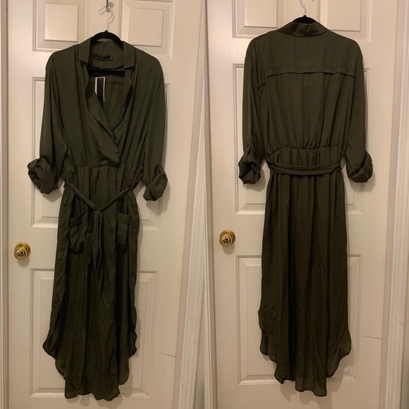 New faux wrap maxi dress w/deep v-neck (green) - Picture 4 of 5